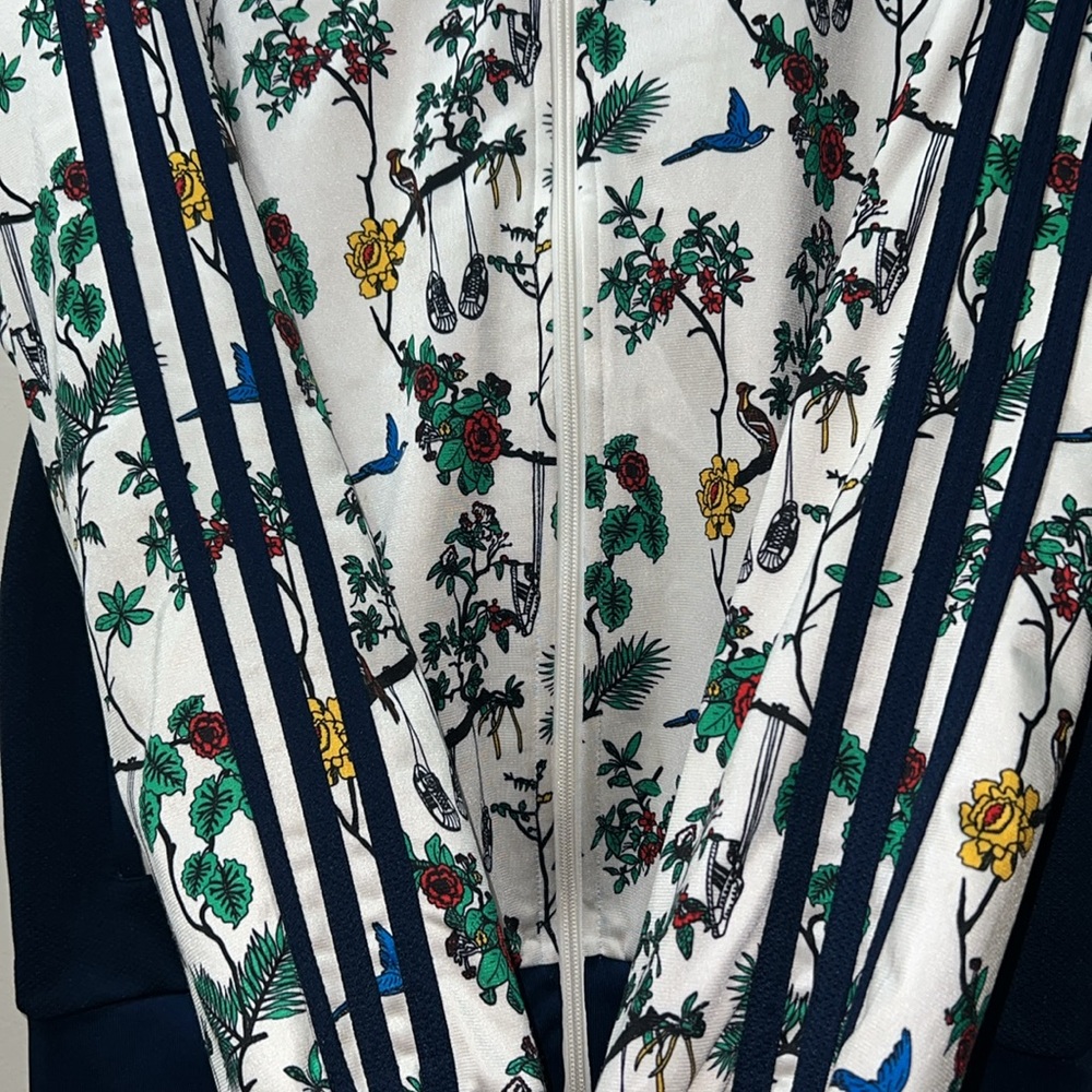 Adidas White Floral Track Jacket - Picture 5 of 10